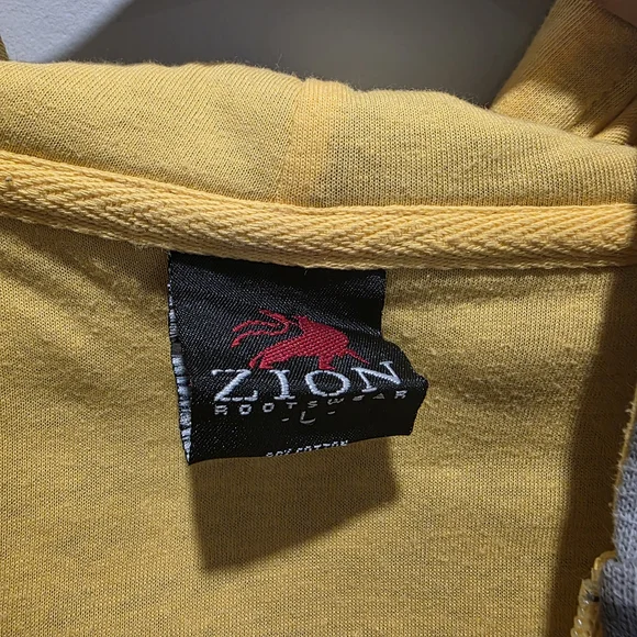 Zion Rootswear Gray and Yellow Bob Marley Hoodie - Picture 6 of 12
